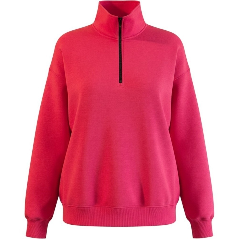 Womens Quarter Zip Pullover In Pink Quarter Zip Sweatshirt Size L NWT